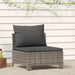 Garden Middle Sofa with Cushion Grey Poly Rattan Tlxlka
