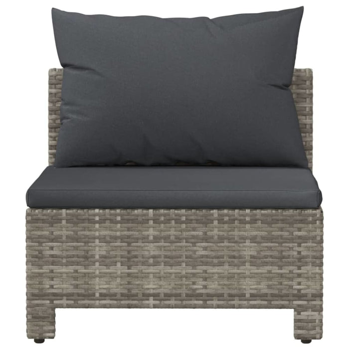 Garden Middle Sofa with Cushion Grey Poly Rattan Tlxlka