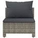 Garden Middle Sofa with Cushion Grey Poly Rattan Tlxlka