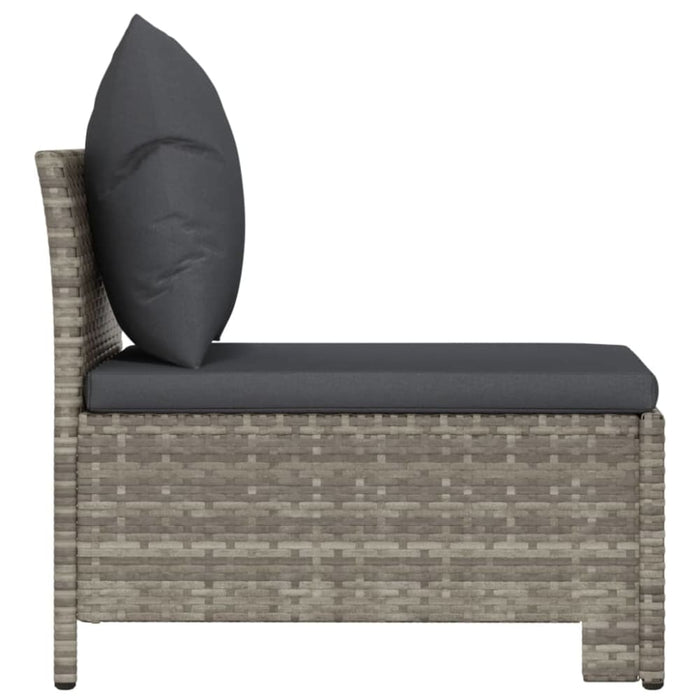 Garden Middle Sofa with Cushion Grey Poly Rattan Tlxlka