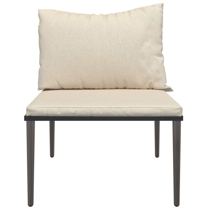 Garden Middle Sofa with Cushions Grey Poly Rattan Tlaoxa