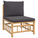 Garden Middle Sofa with Dark Grey Cushions Bamboo Tlxtbk