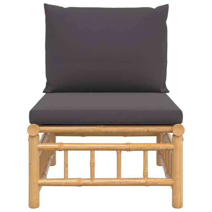 Garden Middle Sofa with Dark Grey Cushions Bamboo Tlxtbk