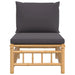 Garden Middle Sofa with Dark Grey Cushions Bamboo Tlxtbk