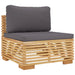 Garden Middle Sofa with Dark Grey Cushions Solid Wood Teak