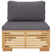 Garden Middle Sofa with Dark Grey Cushions Solid Wood Teak