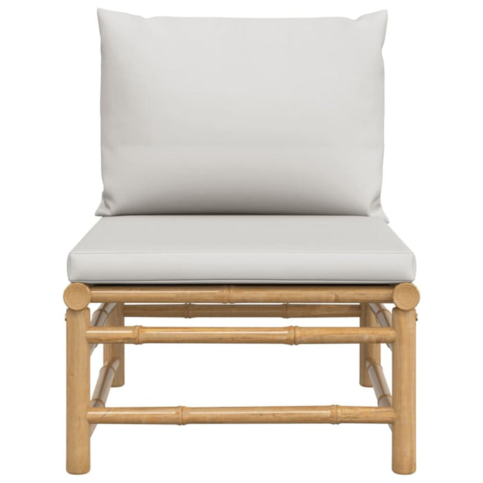 Garden Middle Sofa with Light Grey Cushions Bamboo Tlxxik