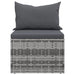 Garden Middle Sofas with Cushions 2 Pcs Grey Poly Rattan