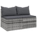 Garden Middle Sofas with Cushions 2 Pcs Grey Poly Rattan