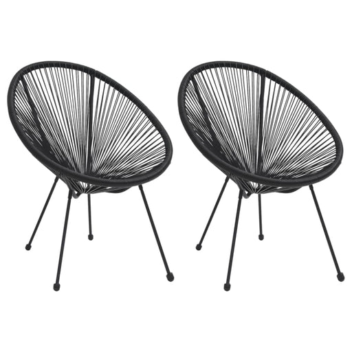 Garden Moon Chairs 2 Pcs Rattan Black Toxola
