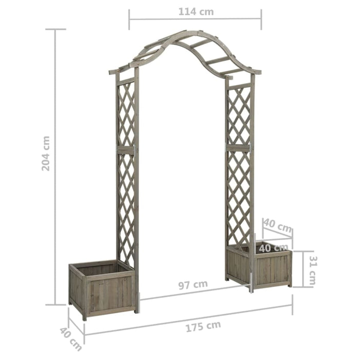 Garden Pergola with Planter Grey Solid Firwood Toltkx