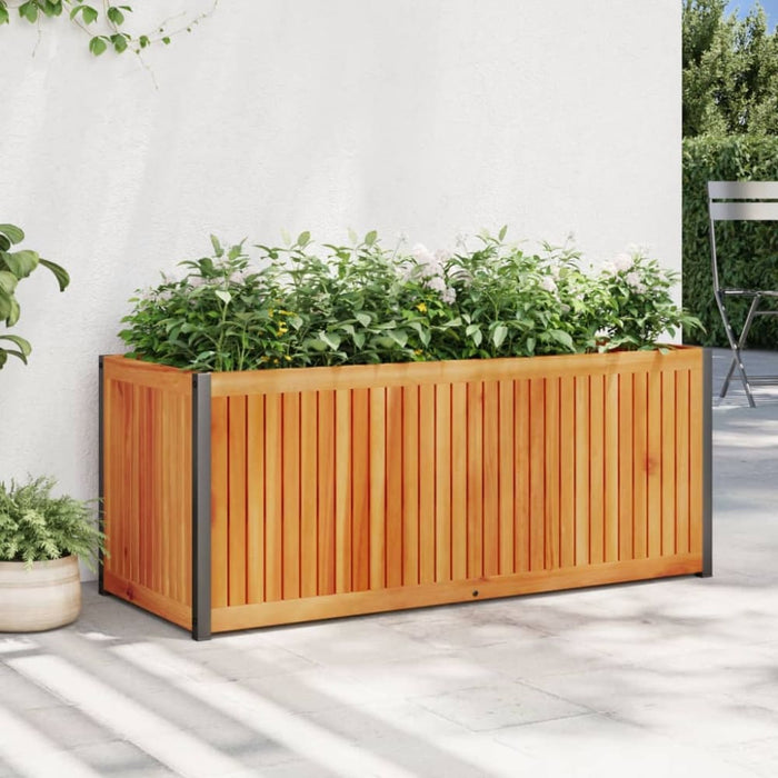 Garden Planter 110x45x44 Cm Solid Wood Acacia And Steel