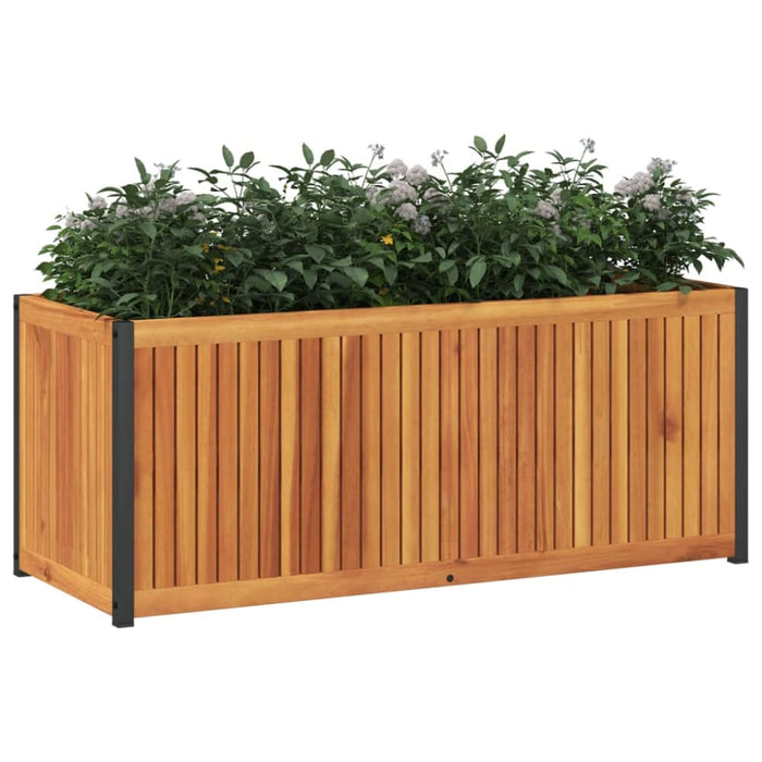 Garden Planter 110x45x44 Cm Solid Wood Acacia And Steel
