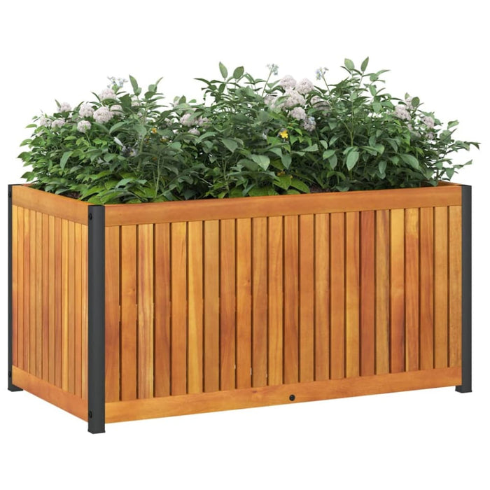 Garden Planter 85x45x44 Cm Solid Wood Acacia And Steel
