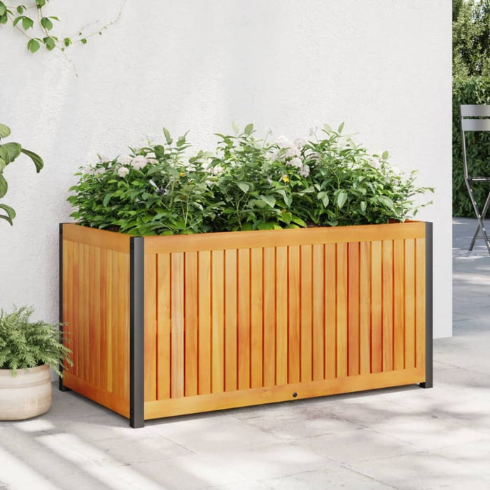 Garden Planter 85x45x44 Cm Solid Wood Acacia And Steel