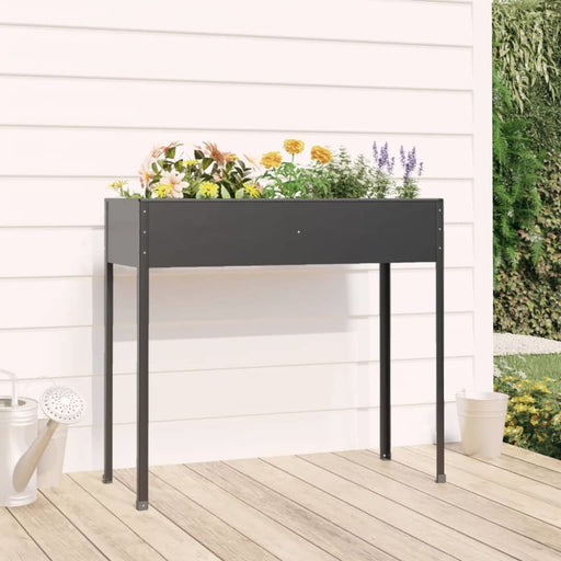 Garden Planter Anthracite 100.5x40.5x90 Cm Galvanised Steel
