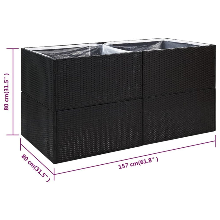 Garden Planter Black 157x80x80 Cm Poly Rattan Tokoia