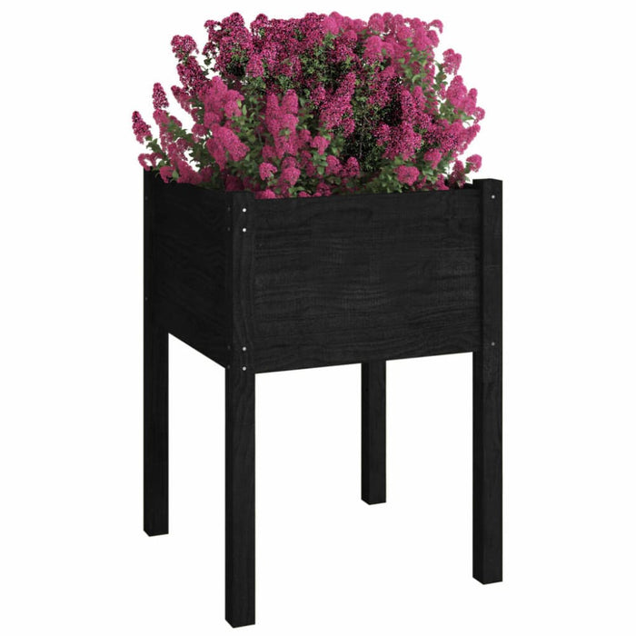 Garden Planter Black 50x50x70 Cm Solid Pinewood Nobnbi