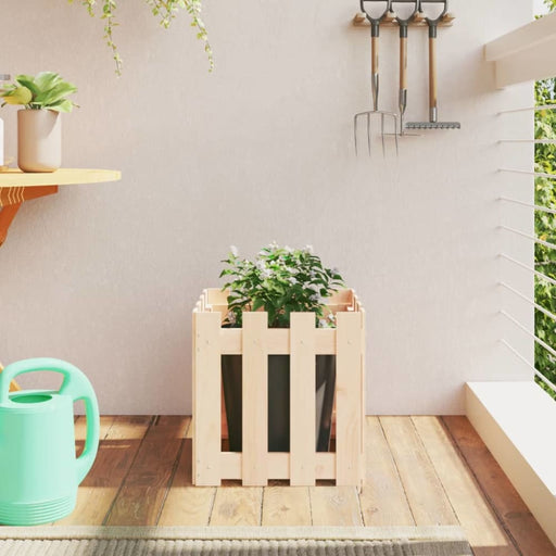 Garden Planter with Fence Design 40x40x40 Cm Solid Wood