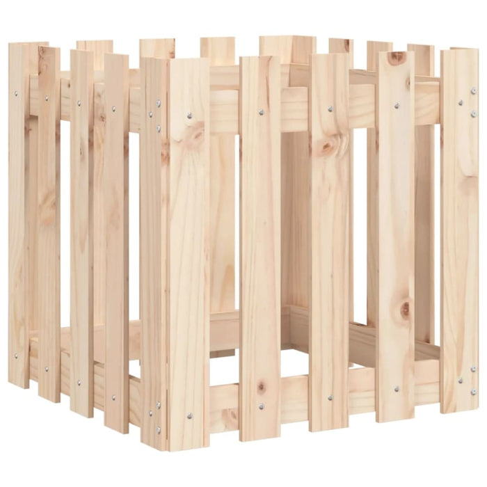 Garden Planter with Fence Design 50x50x50 Cm Solid Wood