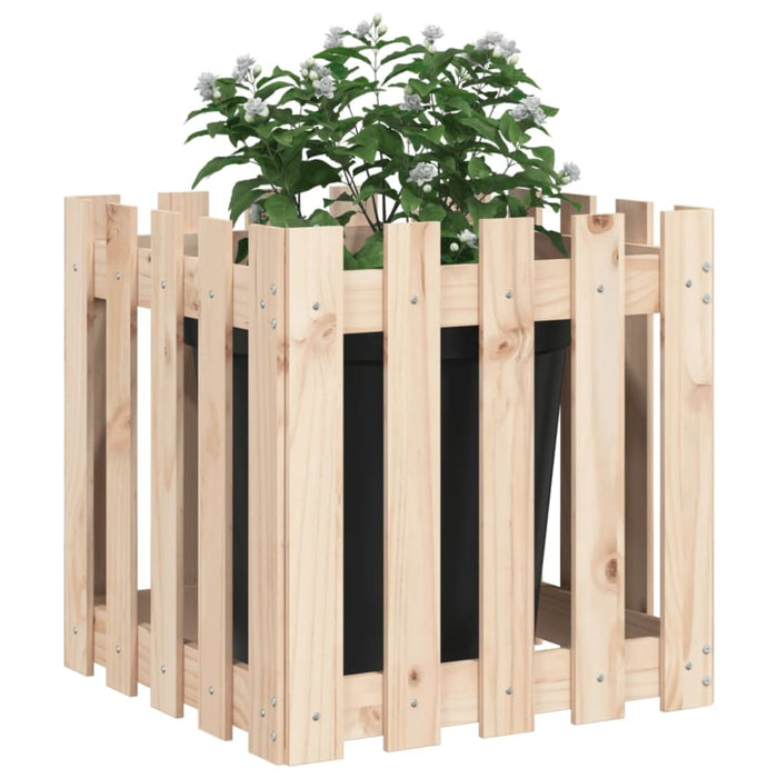 Garden Planter with Fence Design 50x50x50 Cm Solid Wood