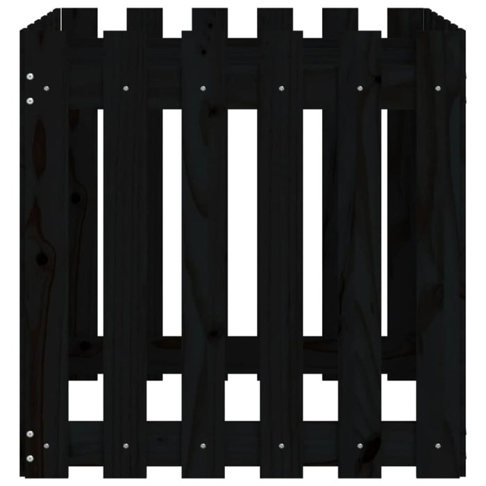 Garden Planter with Fence Design Black 60x60x60 Cm Solid