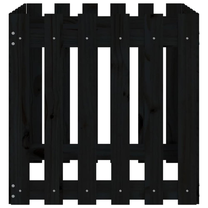 Garden Planter with Fence Design Black 60x60x60 Cm Solid