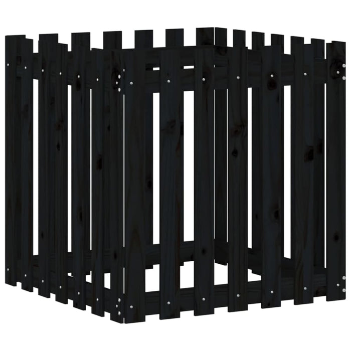 Garden Planter with Fence Design Black 70x70x70 Cm Solid