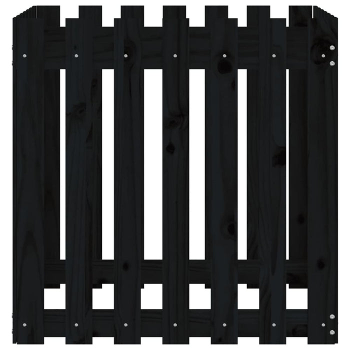Garden Planter with Fence Design Black 70x70x70 Cm Solid