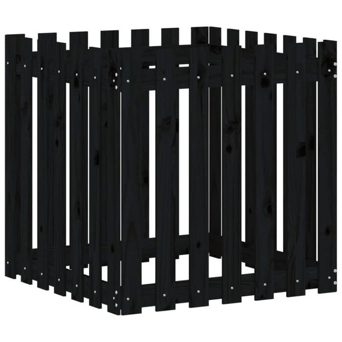 Garden Planter with Fence Design Black 70x70x70 Cm Solid