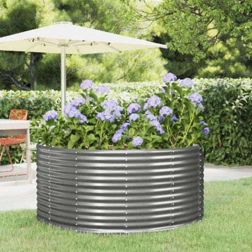 Garden Planter Grey 140x140x68 Cm Powder-coated Steel Tokbnk