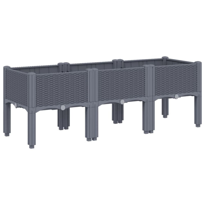 Garden Planter with Legs Grey 120x40x42 Cm Pp Tlinkl