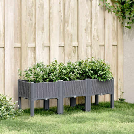 Garden Planter with Legs Grey 120x40x42 Cm Pp Tlinkl