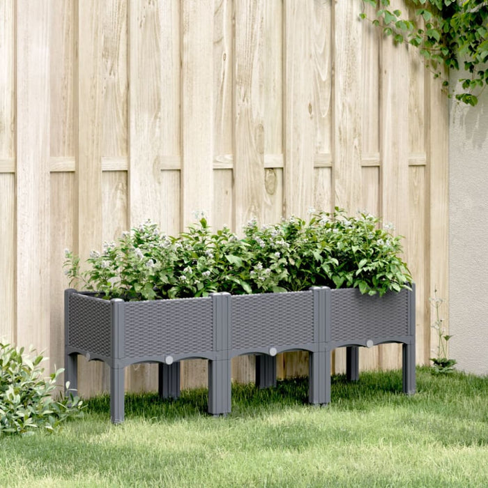 Garden Planter with Legs Grey 120x40x42 Cm Pp Tlinkl