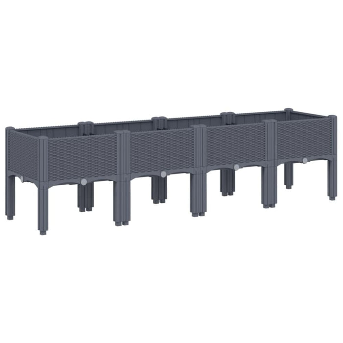 Garden Planter with Legs Grey 160x40x42 Cm Pp Tlikbo