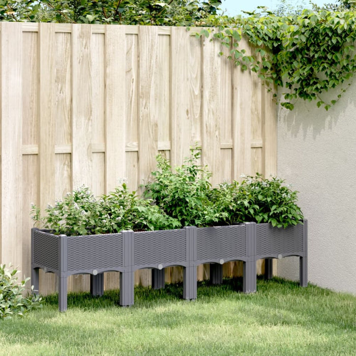 Garden Planter with Legs Grey 160x40x42 Cm Pp Tlikbo