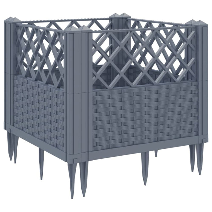 Garden Planter with Pegs Grey 43.5x43.5x43.5 Cm Pp Tlnbbk