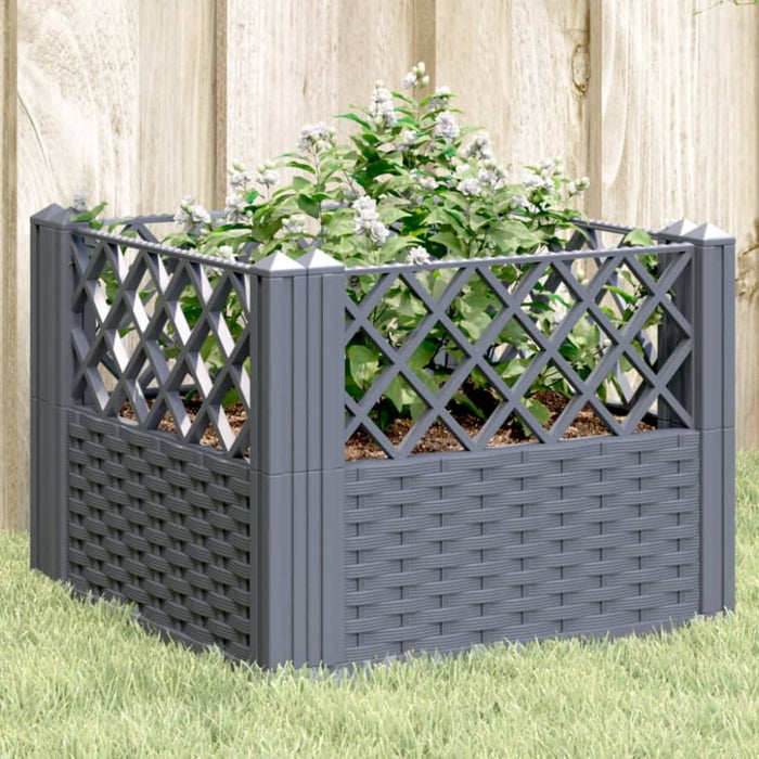 Garden Planter with Pegs Grey 43.5x43.5x43.5 Cm Pp Tlnbbk