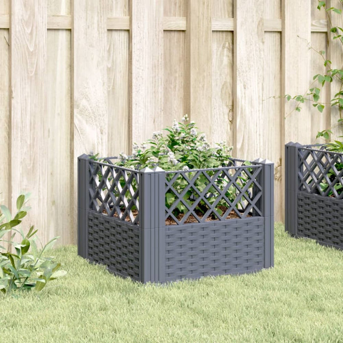 Garden Planter with Pegs Grey 43.5x43.5x43.5 Cm Pp Tlnbbk