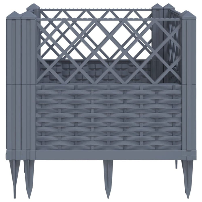 Garden Planter with Pegs Grey 43.5x43.5x43.5 Cm Pp Tlnbbk