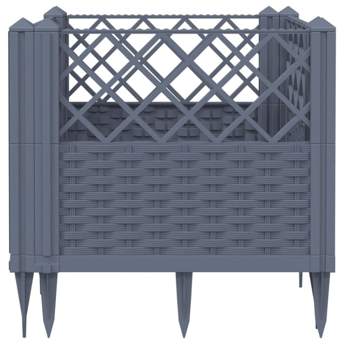 Garden Planter with Pegs Grey 43.5x43.5x43.5 Cm Pp Tlnbbk