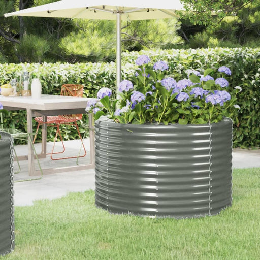 Garden Planter Powder-coated Steel 100x100x68 Cm Grey Tokbpa