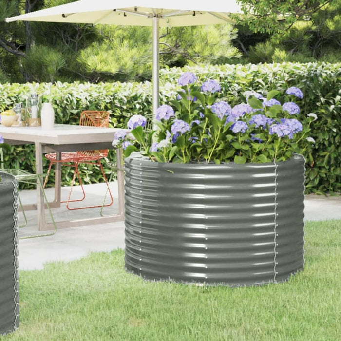 Garden Planter Powder-coated Steel 100x100x68 Cm Grey Tokbpa