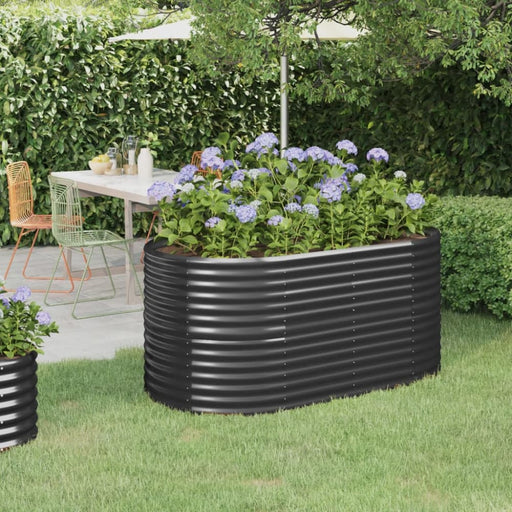 Garden Planter Powder-coated Steel 152x80x68 Cm Anthracite