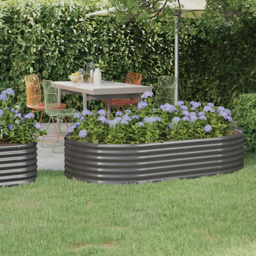 Garden Planter Powder-coated Steel 175x100x36 Cm Grey Tonknk