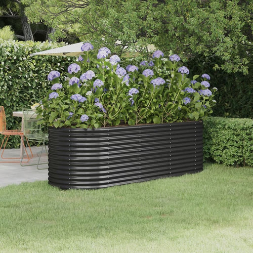 Garden Planter Powder-coated Steel 224x80x68 Cm Anthracite