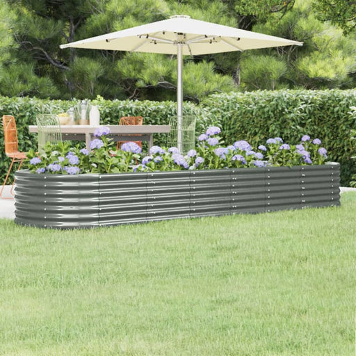 Garden Planter Powder-coated Steel 296x80x36 Cm Grey Tonkxa