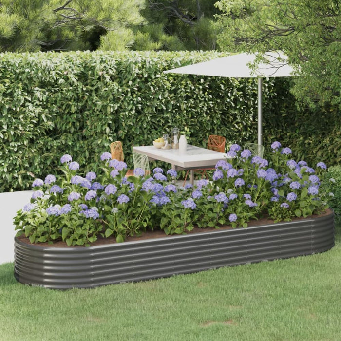 Garden Planter Powder-coated Steel 322x100x36 Cm Grey Tonkkk