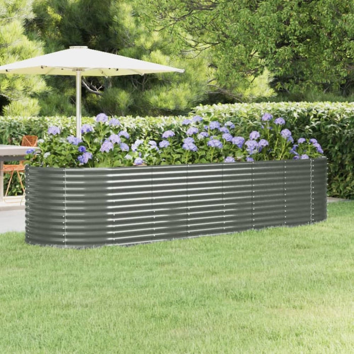 Garden Planter Powder-coated Steel 322x100x68 Cm Grey Tokblk