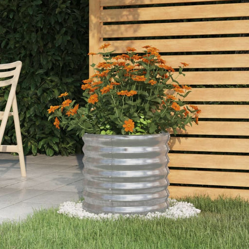 Garden Planter Powder-coated Steel 40x40x36 Cm Silver Tonnai